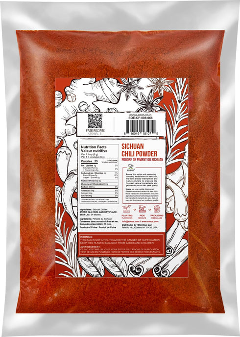 Soeos Premium Sichuan Chili Powder 8oz(226g),All Natural,Asian Chili Powder,Savory Spicy Red Chili Powder from Dried Chillies,Chilli Powder,Chili ...