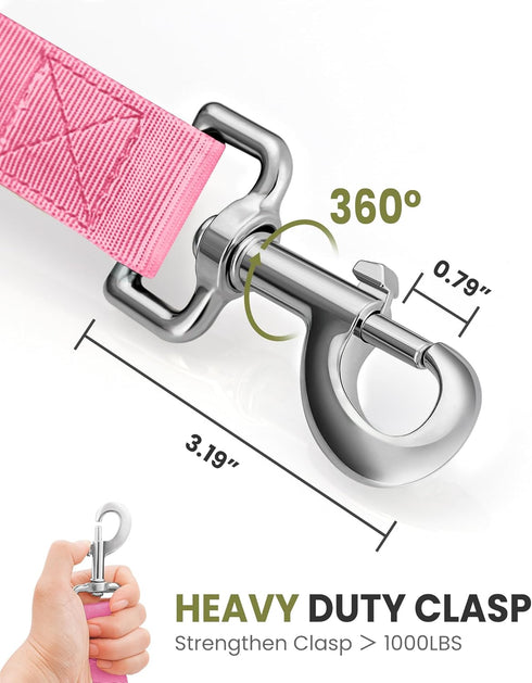 OutdoorMaster Bungee Dog Leash, Heavy Duty Dog Leash with Shock Absorption, 2 Padded Handles Training Leash, Improved Dog Safety and Comfort (Pink...