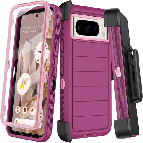 for Google Pixel 8 Pro Case with Belt Clip Holster & Kickstand,Built-in Screen Protector,Heavy Duty Shockproof Drop Protection Military Grade Rugg...