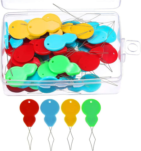 30 Pieces Gourd Shaped Plastic Needle Threaders, Plastic Wire Loop DIY Needle Threader Hand Machine Sewing Tool for Sewing Crafting with Clear Box...