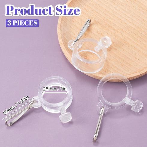 3pcs 1” Plastic Flag Pole Ring with Hook, Anti Wrap Flagpole Mounting Clip, Rustproof Adjustable Flag Pole Hardware Accessories for Various Outdoo...