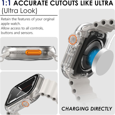 Ultra Look - Fullife 2 in 1 Compatible with Apple Watch Case Series 9 45mm Waterproof Screen Protector, Front & Back Full Protective Bumper Face C...