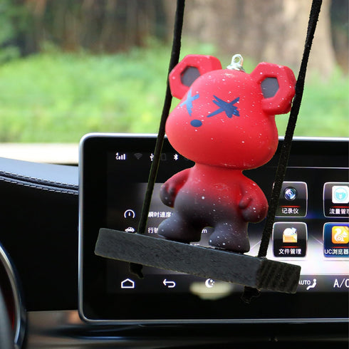 Rear View Mirror Hanging Accessories of Swinging Bear Cool Swinging Bear Car Hanging Ornament Pendant Interior Rearview Mirror Decoration (red Bea...