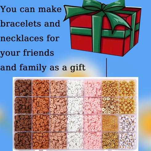 5300+ Clay Beads Bracelet Making Kit Friendship Gold Beads Letter Beads Heishi Beads Polymer Clay Beads Jewelry&Bracelet Making Kit for Teen Girls...