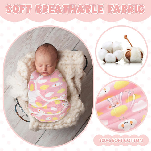 4 Pcs Preemie Baby Swaddle Preemie Swaddle Wrap Adjustable Swaddle Blanket Preemie Size Newborn Cotton Swaddle Blanket for Preemie Boys Girls Slee...
