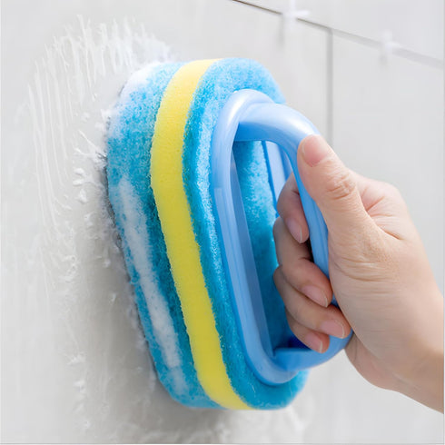Ultimate Kitchen Cleaning Brush Set (2-Pack) with Handle - Pot Washing Sponge, High-Density Thick Scouring Pad, Sponge Block, Ceramic Tile Wall Cl...