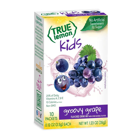 TRUE LEMON KIDS Groovy Grape (10 Packets) for Hydration - No Preservatives, No Artificial Flavors, No Artificial Sweeteners - Low Sugar Water Flav...