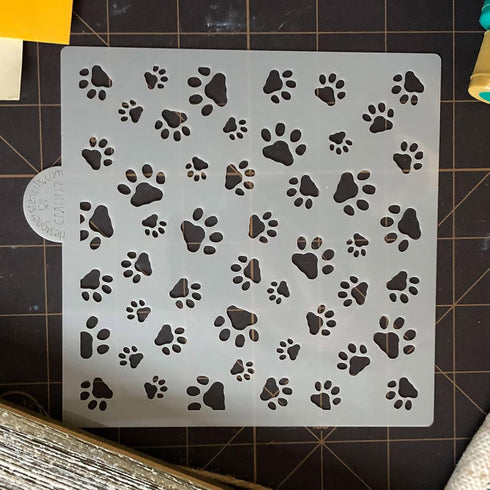 Mini Dog Paws Allover Cookie and Craft Stencil by Designer Stencils...