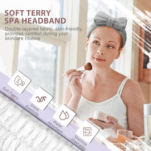 Crosize 7 Pack Face Wash Headband and Wristband Set for Women, Cute Spa Skin Care Headband for Washing Face, Terry Cloth Facia Headband and Wrist ...
