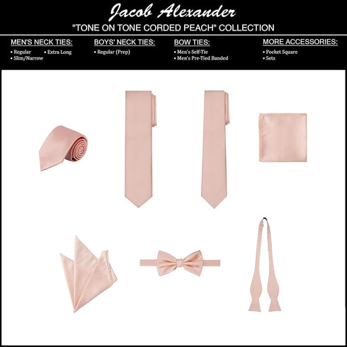 Jacob Alexander Men's Tone on Tone Corded Slim Neck Tie...