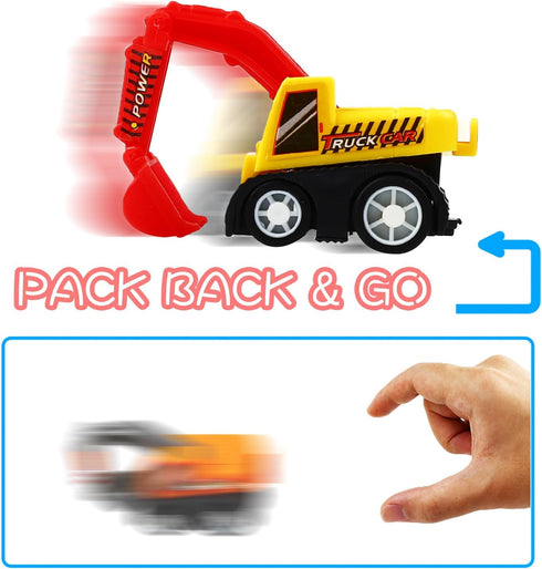 12-Piece Mini Truck Toy Kit - Pull Back Construction Vehicles for Kids, Great Party Favors, Birthday Gifts, Classroom Rewards, and Stocking Stuffe...