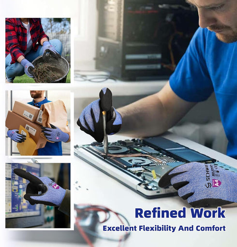 Schwer AIR-SKIN Cut Resistant Gloves AR3900 with Extreme Lightweight & Thin, Level 5 Wire Metal Gloves for Refined Work, Touch-screen, Fiberglass-...