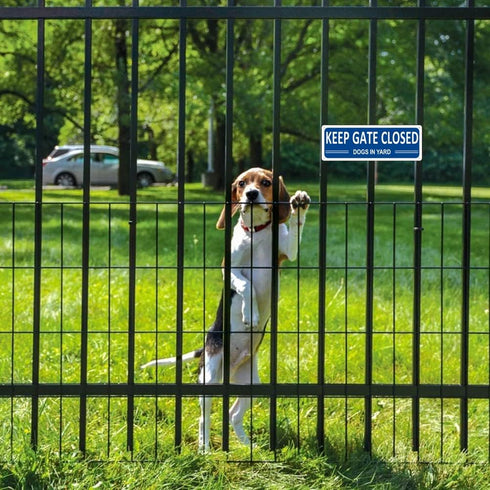 Keep Gate Closed Sign Dogs in Yard Sign, (2 Pack) Please Close Gate Sign, 10" x 3.5" Shut the Gate Metal Sign, Aluminum Latch Gate Sign for Fence ...