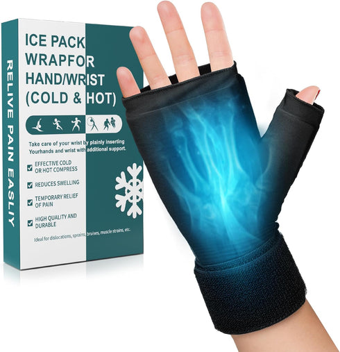 DR. MUSCLE'S Upgraded Hand Ice Pack Glove for Injuries, Wrist Ice Pack Wrap for Carpal Tunnel Relief, More Gel Filling Hot & Cold Therapy Pack for...
