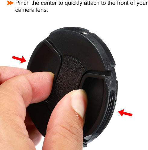 PATIKIL Camera Lens Cap, 4 Pack Center Pinch Front Lens Cover with Cap String/Microfiber Cleaning Cloth for 82mm Thread Universal DSLR Lenses for ...