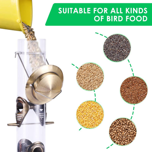 MIXXIDEA Metal Tube Bird Feeders for Outdoors Hanging Bird Feeders for Outside Wild Birds Feeder 6 Ports Hanging Bird Feeder Attract Birds in Your...