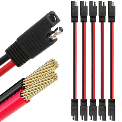 10 AWG SAE to SAE Extension Cable 10 Gauge 2-Pin SAE Connector Extension Cord with Dual Head Plug for Solar Panel Automotive Car Motorcycle 12in...