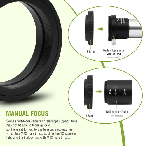 Alstar Telescope Camera Adapter T2 T Ring Adapter Metal Compatible for Pentax SLR/DSLR Cameras Standard Pentax-K Lenses and Telescope Photo Adapte...