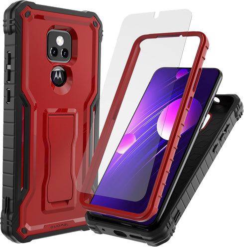 DUOPAL for Motorola Moto G Play 2021 Case, Military Grade Protection Shockproof Case with Tempered Glass HD Screen Protector and Kickstand Compati...
