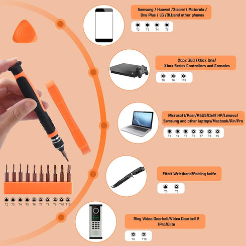 NEBURORA 10 in 1 Torx Screwdriver Set with T2 T3 T4 T5 T6 T7 T8 T9 T10 T15 Interchangeable Magnetic Torx Bit & Opening Tool,Torx Security screwdri...
