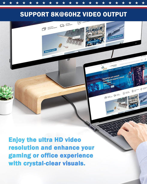 90 Degree Right Angle USB C Adapter 40Gbps Data Transfer USB 4.0/Thunderbolt 4 Type C Male to Female Connector Extender for Mobile Phone, Switch, ...