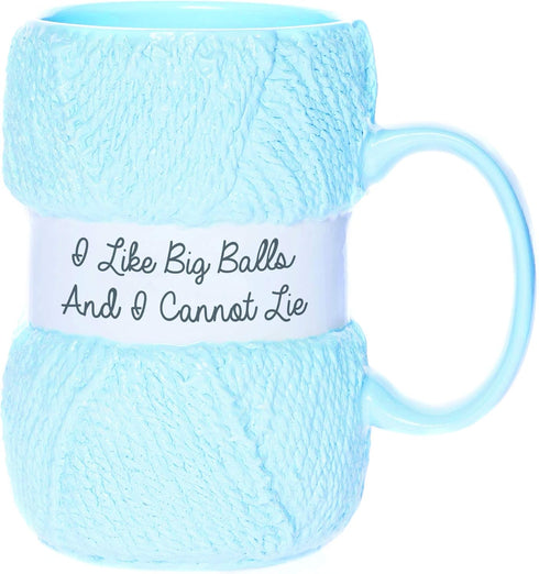 Boxer Gifts ‘I Like Big Balls And I Cannot Lie’ Novelty Knitting Gifts Yarn Mug | Realistic Wool Detailing | Fun Christmas, Birthday Or Mother's D...