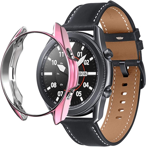 Compatible with Samsung Galaxy Watch 3 41mm 45mm Case,Soft TPU Fashion Plated Metal Color Frame Shock Resistant Proof Cover Protective Protector S...