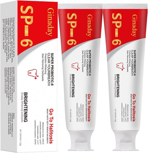 2 Pcs SP-6 Brightening Probiotic Toothpaste,Deep Cleaning Care Fresh Breath SP-6 Ultra Whitening Toothpaste....