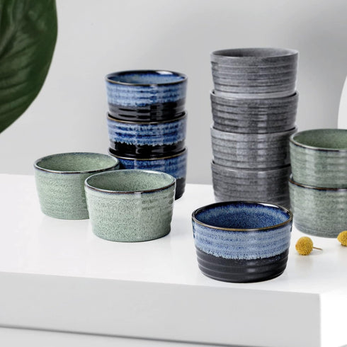 UNICASA Ramekin Set of 2, 8 oz Creme Brulee Ramekins, Oven Safe Baking Set for Custard, Pudding, Souffle Cups, Reactive Gray...