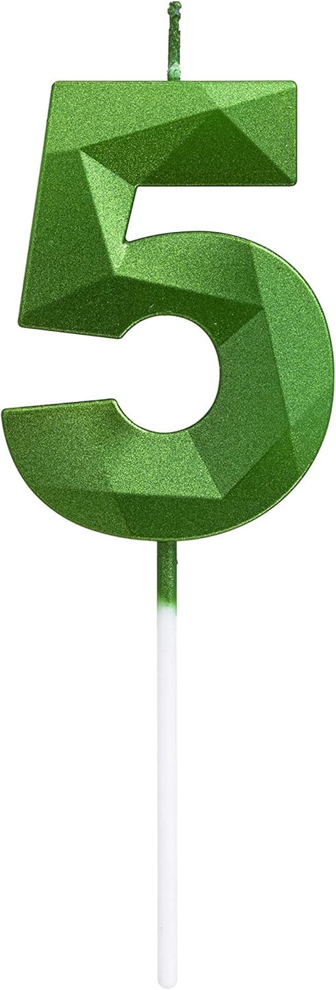 Green Happy Birthday Cake Candles,Wedding Cake Number Candles,3D Design Cake Topper Decoration for Party (Green Number 5)...