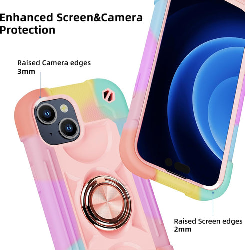 MARKILL Compatible with iPhone 15 Plus Case 6.7 Inch with Rotate Ring Stand, Military Grade Drop Protection Full Body Rugged Heavy Duty Protective...