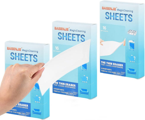 Magic Cleaning Sponge Eraser Sheets,Melamine Sponge Cleaner for Kitchen Bathroom Furniture,Ultra-Thin,Portable,Easy to Use,48 Cleaning Sponges She...