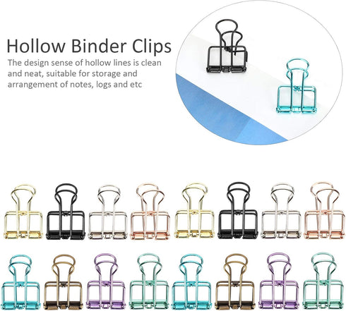 Tissting 16 Pcs Binder Clips,8 Colors Hollow Design,Paper Binder Clips,Paper Clamps for Office, Home, School(S,0.8 * 1.1in)...