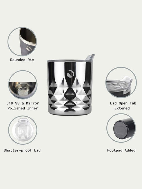 Drinco- 10oz Stainless Steel Tumbler, Vacuum Insulated Tumbler Whiskey Glass, Rocks Glass, GULT (10oz Whiskey Tumbler, Diamond)...