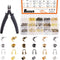 1501Pcs Crimp Beads Covers with Bead Crimping Pliers Tool Assortment Kit Brass Crimp Beads Tips Knot Covers Wire Guardians Fold Over Clamshell Cri...