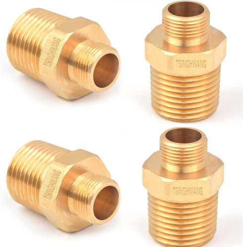 4 Pack RV Faucet Adapter 1/2 to 3/8 Reducer Faucet Supply Line Adapter Brass Compression Fitting Compatible with Plumbing Water Hose...