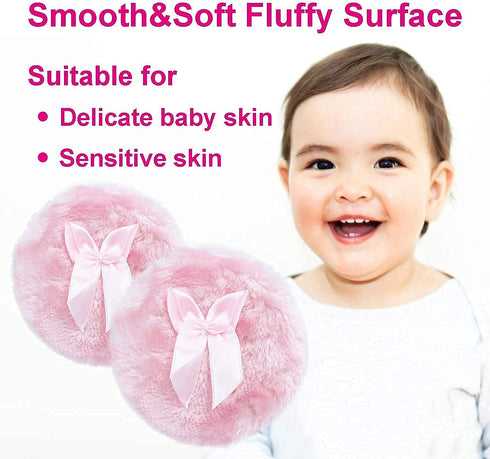 Large Fluffy Powder Puff, Body Cosmetic Powder Puff, Soft Face Body Powder Puff for Baby& Kid& Adult (4 Inch, Pink)...