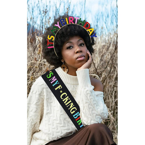 Happy Birthday Crowns Hats Sash Hair Tiara Birthday Party Crown Headband Supplies Gifts Decorations Funny Accessory for Women Girls...