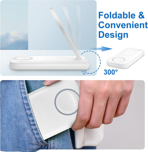 3 in 1 Wireless Charging Station for Apple, Magnetic Foldable Charger for Magsafe, Fast Charging Portable Charger Stand for iPhone 15/14/13/12/Pro...