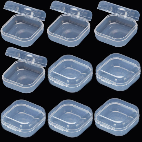 10 Pcs Mini Clear Plastic Box 1.8 mm Thicken Square Jewelry Earplug Pill Storage Box Case Container with Lid for Bead Makeup Craft Project...