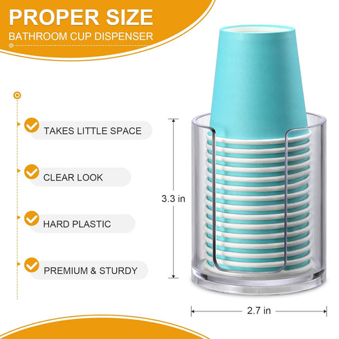 AOZITA Bathroom Cup Dispenser, 2 Pack Mouthwash Cups Holder, Small Disposable Paper Cup Holders for Rinsing Cups On Bathroom Vanity Countertops...