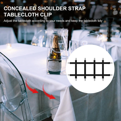 6pcs Hidden Strap Tablecloth Clips, Tablecloth Secure Straps Under Table Cloth Clips Bed Sheet Clips Elastic Strap Clip for Securing Tablecloth Pi...