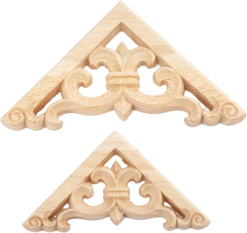 MUXSAM 4Pcs Wood Carved Appliques Onlays, Unpainted Wooden Corner Carvings Decals Frame Molding Set for Wall Door Mirror Cabinet Dresser Cupboard ...