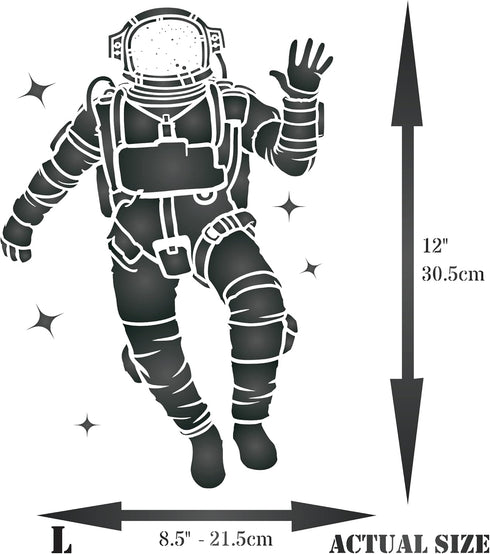Astronaut Stencil, 8.5 x 12 inch (L) - Spaceman Spacewoman Rocketeer Stencils for Painting Template...