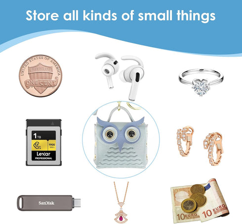 Mini Coin Purse Keychain Cute Owl Backpack Change Wallet Bags Jewelry Pouch with Keyring for Women Storage Coins...