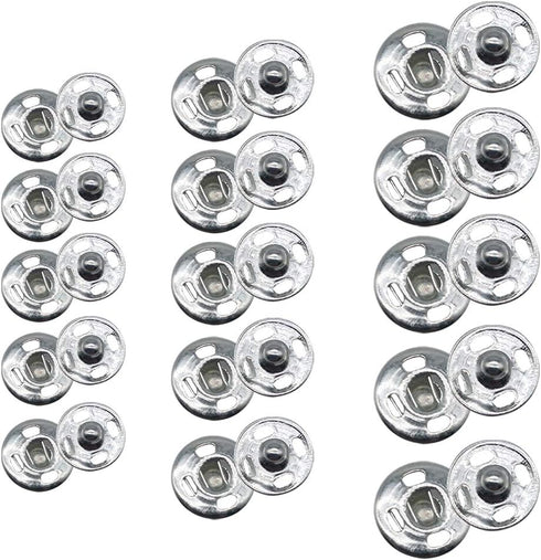 120 Sets 3 Sizes Sew On Snap Buttons Metal Fastener Press for Sewing Clothing Silvery (8mm 10mm 13mm)...