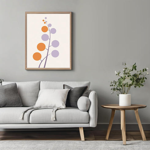 Posterizer 1 pcs-minimalist dainty flowers in orange and purple art 2-Abstract & Modern Art-Floral & Botanical Art-Chic Home Decor- unframed wall ...