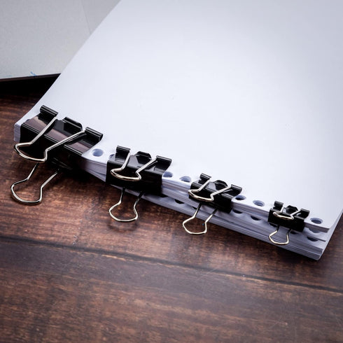 Mr. Pen- Binder Clips, 100 pc, Assorted Sizes, Black, Paper Binder Clips, Paper Clamps Assorted Sizes, Black Clips for Paper, Black Binder Clips, ...