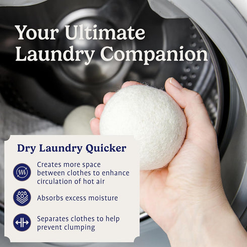 Handy Laundry Wool Dryer Balls - Natural Fabric Softener, Reusable, Reduces Clothing Wrinkles and Saves Drying Time, Better Alternative to Plastic...