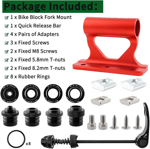 MUQZI Quick Release Fork Mount, Bike Car Roof Mount Rack Road Bicycle Fork Block Thru Axle Wheel Holder, Truck Bed Fork Mount with Installation Ad...